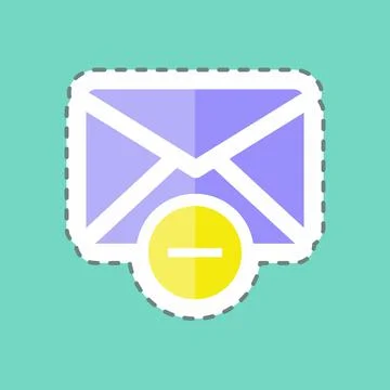 Sticker line cut Delete Envelop. suitable for User Interface symbol. simple d 스톡 일러스트