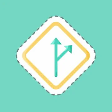 Sticker line cut Deviation Sign. suitable for education symbol. simple design Stock Illustration