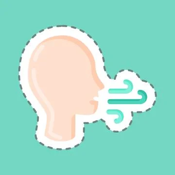Sticker line cut Difficulty Breathing. suitable for flu symbol. simple design イラスト素材