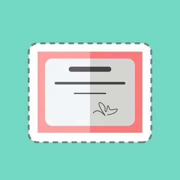 Sticker line cut Diploma. suitable for Web Interface symbol. simple design ed Stock Illustration