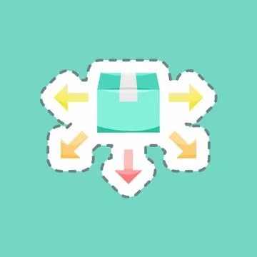 Sticker line cut Distribution. suitable for education symbol. simple design e Stock Illustration