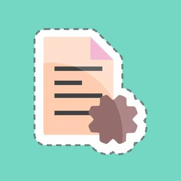 Sticker line cut Document Settings. suitable for Programming symbol. simple d Stock Illustration