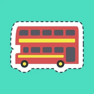 Sticker line cut double decker bus. Transportation elements. Good for print.. Stock Illustration