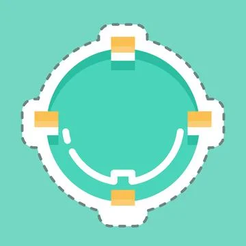 Sticker line cut Draw Circle. related to Graphic Design Tools symbol. simple  스톡 일러스트