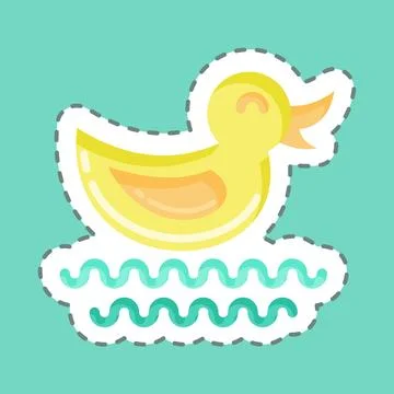 Sticker line cut Duck. suitable for City Park symbol. simple design editable. Stock Illustration