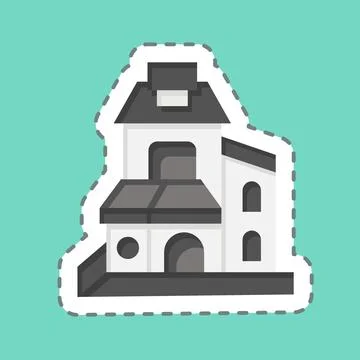 Sticker line cut Duplex. related to Accommodations symbol. simple design ed.. Stock Illustration