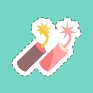 Sticker line cut Dynamite. suitable for Wild West symbol. simple design edita Illustrazione stock