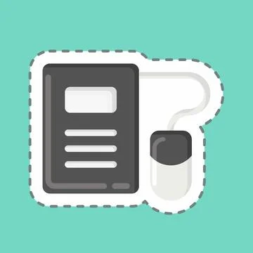 Sticker line cut E-Learning. related to Education symbol. simple design edi.. Illustrazione stock