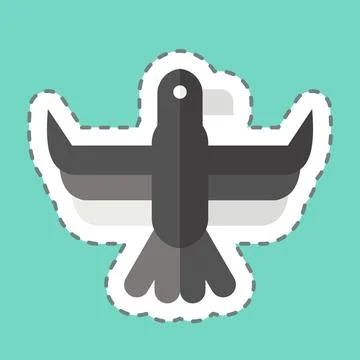 Sticker line cut Eagle. related to American Indigenous symbol. simple desig.. Stock Illustration