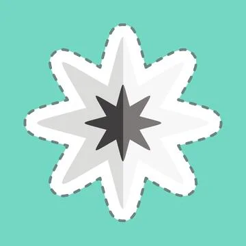 Sticker line cut Eight Pointed Star. related to Stars symbol. simple design.. Stock Illustration