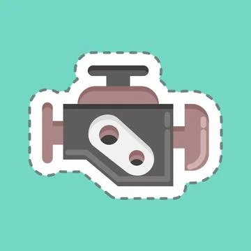 Sticker line cut Engine Warning. suitable for Automotive symbol. simple desig Stock Illustration