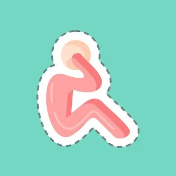Sticker line cut Exercise. suitable for Healthy symbol. simple design editabl Illustrazione stock