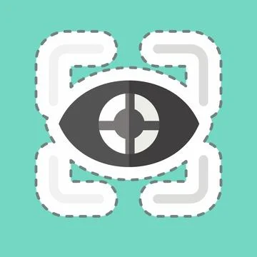 Sticker line cut Eye Tracking. related to 3D Visualization symbol. simple d.. Stock Illustration