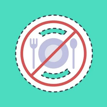 Sticker line cut fasting. Islamic elements of Ramadhan, Eid Al Fitr, Eid Al.. 스톡 일러스트