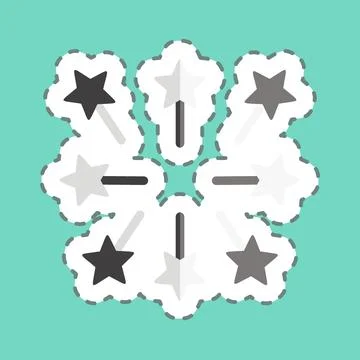 Sticker line cut Firework. related to Stars symbol. simple design editable... Stock Illustration