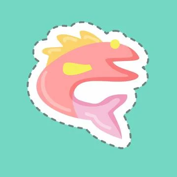 Sticker line cut Fish. suitable for Meat. simple design editable. design temp Stock Illustration