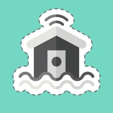 Sticker line cut Flood Sensor. related to Home Security symbol Illustrazione stock