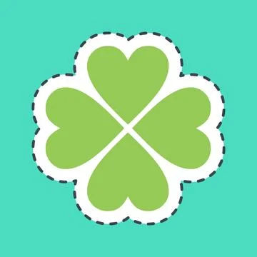 Sticker line cut four leaf clover. St. Patrick's Day celebration elements. .. Illustrazione stock