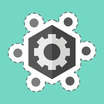 Sticker line cut Frame Work. related to Printing symbol. design editable Illustrazione stock