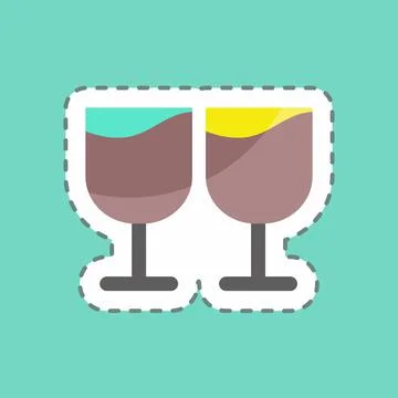 Sticker line cut Goblets. suitable for Wedding symbol. simple design editable Stock Illustration