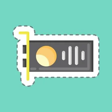 Sticker line cut GPU. suitable for Computer Components symbol. simple design  Stock Illustration