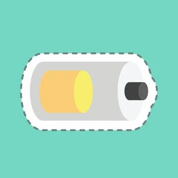 Sticker line cut Half Battery. suitable for Web Interface symbol. simple desi Illustrazione stock