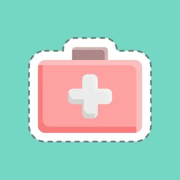 Sticker line cut Help. suitable for education symbol. simple design editable. Stock Illustration