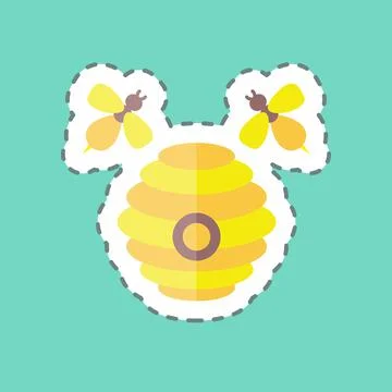 Sticker line cut Hive. suitable for Garden symbol. simple design editable. de Stock Illustration