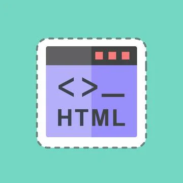 Sticker line cut HTML. suitable for Programming symbol. simple design editabl 库存插图