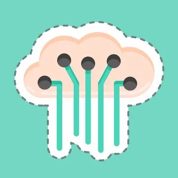 Sticker line cut Internet of Things. related to Machine Learning symbol. si.. Illustrazione stock
