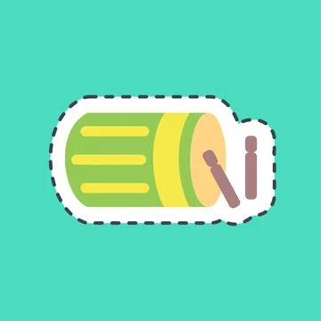 Sticker line cut islamic drum. Islamic elements of Ramadhan, Eid Al Fitr, E.. Illustrazione stock