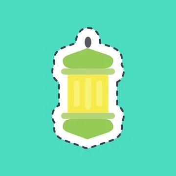 Sticker line cut islamic lantern. Islamic elements of Ramadhan, Eid Al Fitr.. イラスト素材
