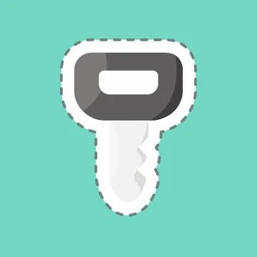 Sticker line cut Key. suitable for education symbol. simple design editable.  Stock Illustration