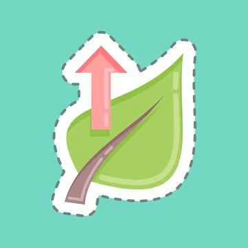 Sticker line cut Leaf 2. related to Flora symbol. simple illustration. plan.. Stock Illustration