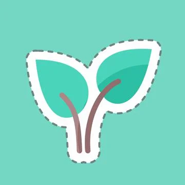 Sticker line cut Leaves. suitable for garden symbol. simple design editable.  Stock Illustration