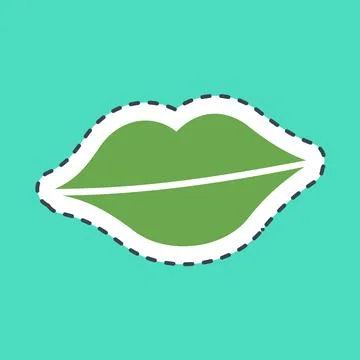 Sticker line cut lips. St. Patrick's Day celebration elements. Good for pri.. Illustrazione stock