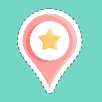 Sticker line cut Location. suitable for education. simple design editable. de Stock Illustration