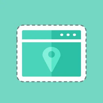 Sticker line cut Location Web Advertising. suitable for IT Services symbol. s Stock Illustration