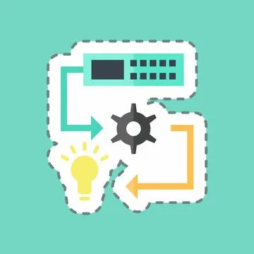 Sticker line cut Machine Learning. suitable for data analytics symbol. simple Illustrazione stock