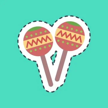 Sticker line cut maraca. Day of the dead celebration elements. Good for pri.. イラスト素材