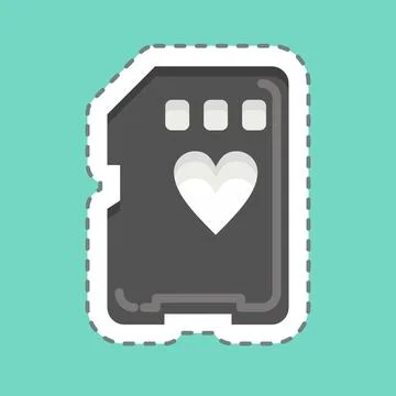 Sticker line cut Memory Card. related to Photography symbol. simple design .. Stockillustratie