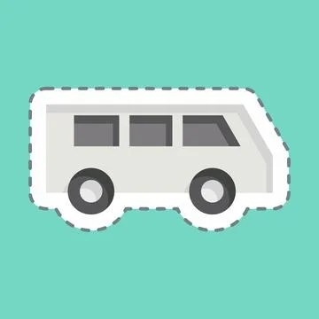 Sticker line cut Mini Bus. related to Transport symbol. design editable Stock Illustration