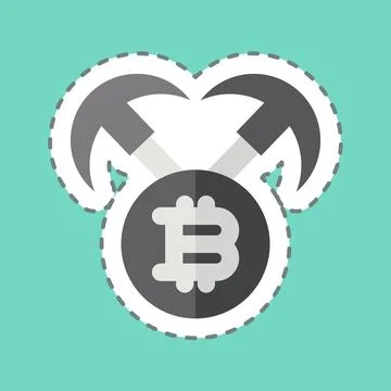 Sticker line cut Mining Hardware. related to Cryptocurrency symbol Stock Illustration
