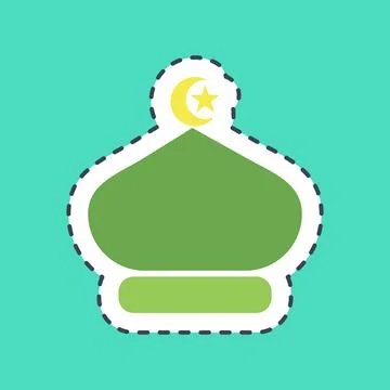 Sticker line cut mosque domes. Islamic elements of Ramadhan, Eid Al Fitr, E.. Stock Illustration