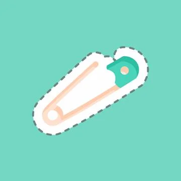 Sticker line cut Needlework. suitable for education symbol. simple design edi Illustrazione stock