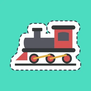 Sticker line cut old train. Transportation elements. Good for prints, poste.. Stock Illustration