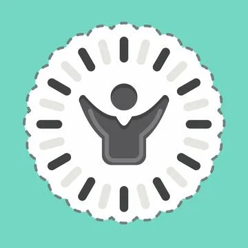 Sticker line cut Optimism and Happines. related to Psychological symbol. si.. Stock Illustration