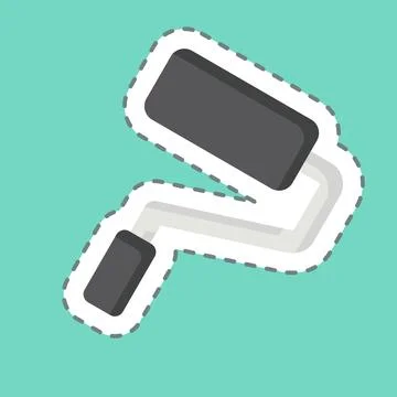 Sticker line cut Paint Roller. related to Repair Tools symbol. design editabl Stock Illustration