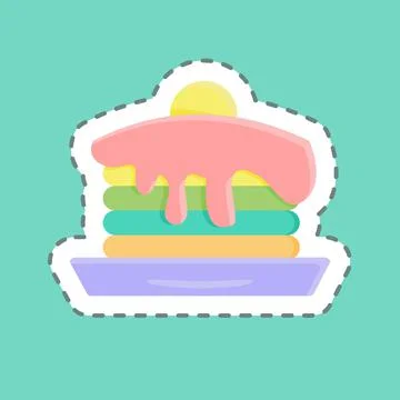 Sticker line cut Pancake. suitable for Bakery symbol. simple design editable. Illustrazione stock