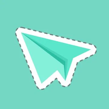 Sticker line cut Paper Plane. suitable for Web Interface symbol. simple desig Stock Illustration